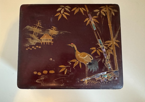 Japan lackdose kranich bambus - lackdose,